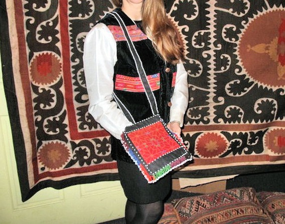 Hand Made Afghan Tribal Hand Bag Beeds Wool 0.11 x 0.10 Ft 22545 HMN